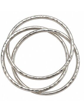 Sterling Silver 3 Interlocking Hammered Bangles 30g 68mm